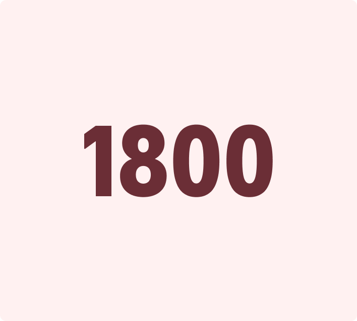 The image shows the number 1800 in a bold, dark red font against a light pink background.