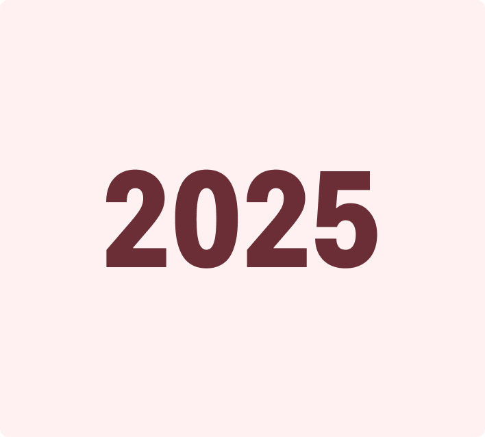 The image contains the number 2025 in a dark red font against a light background.